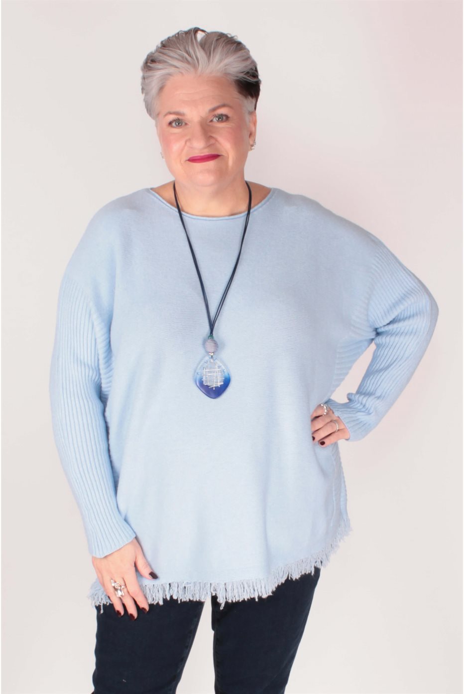 Pull Ciel Avec Franges Pull Ciel Avec Franges